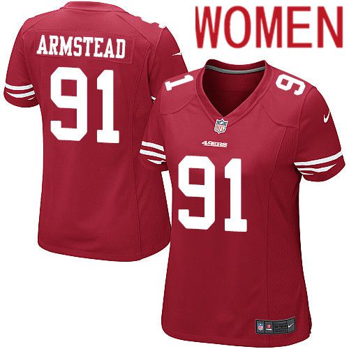 Women San Francisco 49ers 91 Arik Armstead Nike Scarlet Game Player NFL Jersey